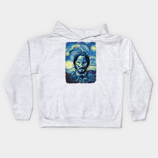 John Wick Van Gogh Style Kids Hoodie by todos